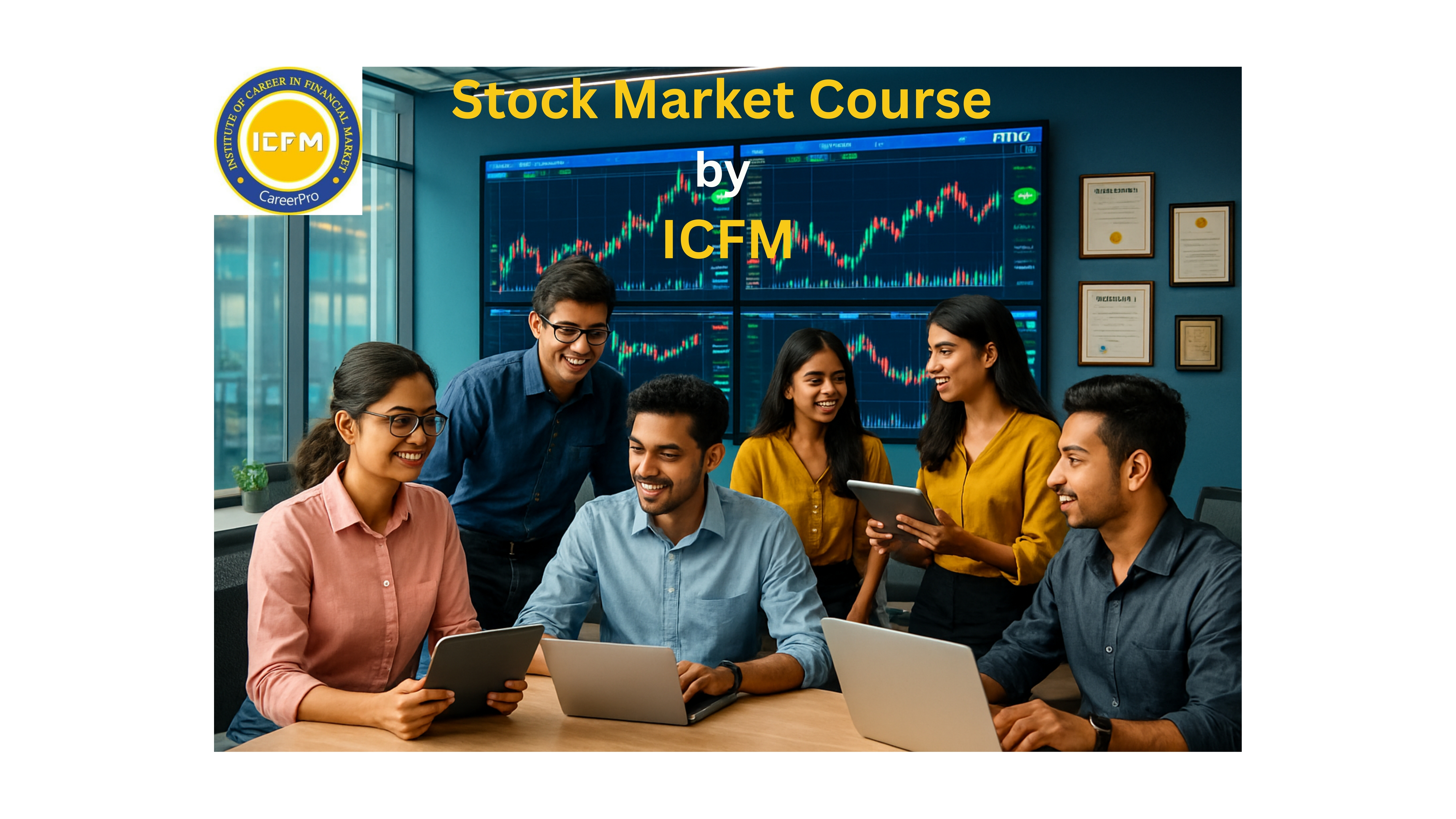 Career opportunities after Stock Market Courses in India 2025 – students learning trading at ICFM